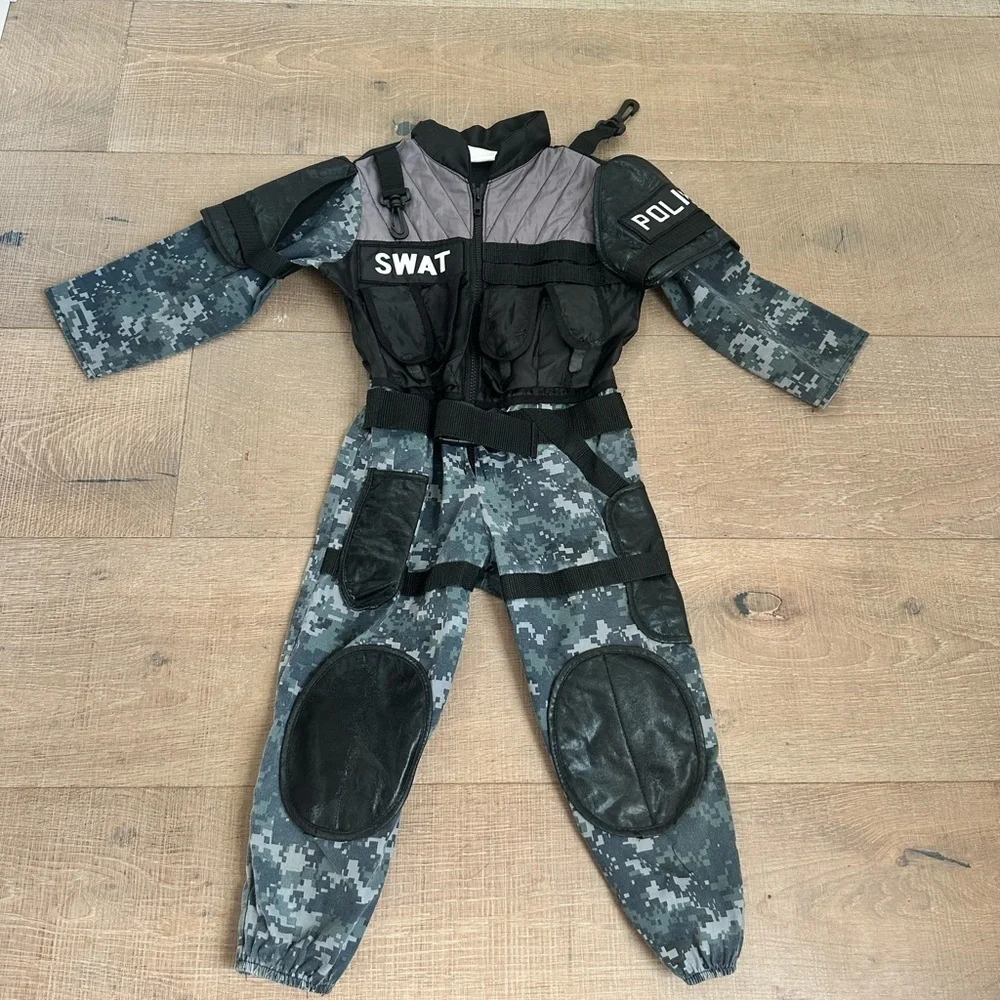 Kids SWAT Police Costume - Black and Gray